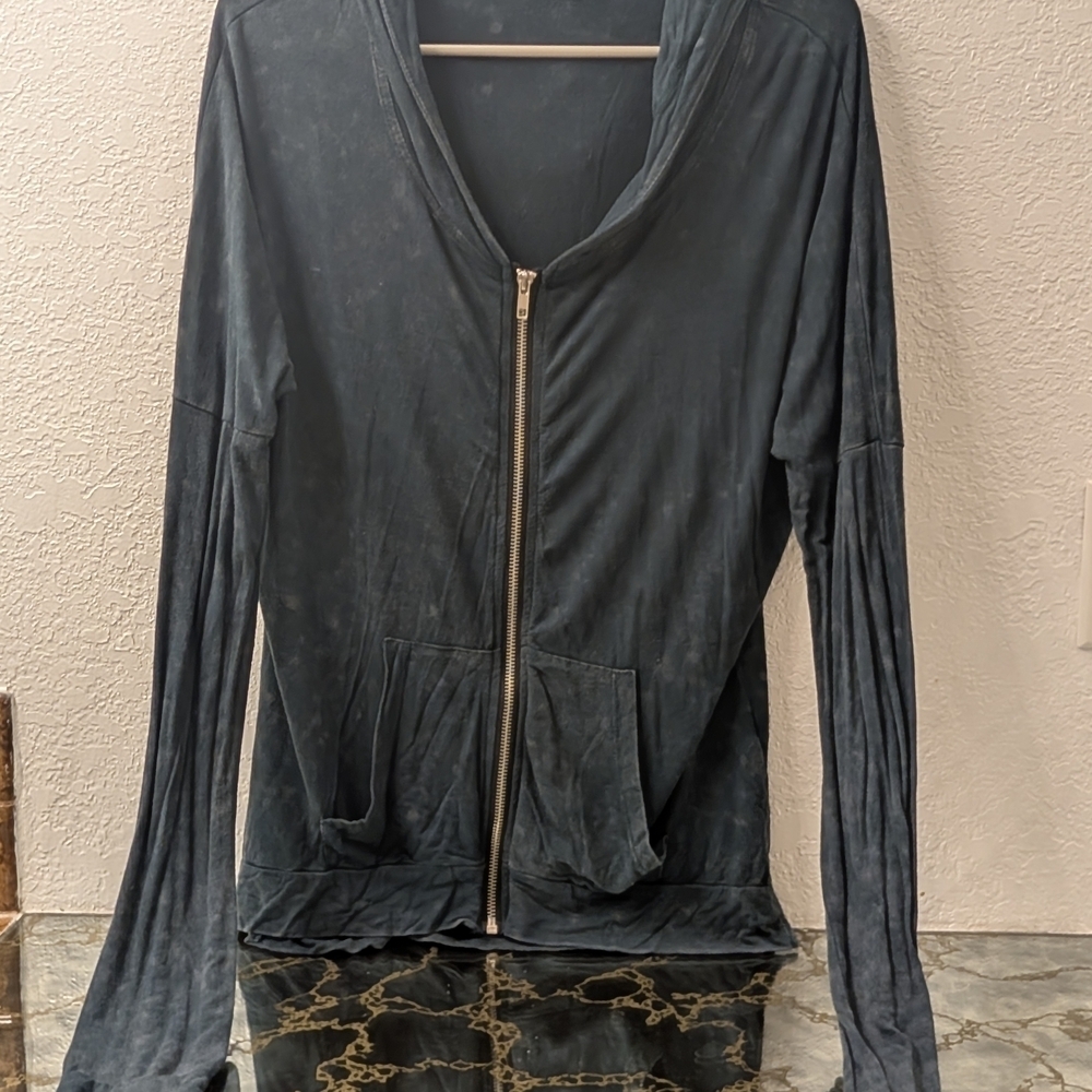 POL Dark Blue Grey Tie Dye Zip-Up Hoodie Size Small